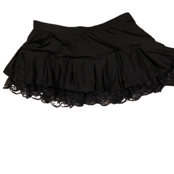 Body Rage lingerie black skirt with lace a long hem and a bow - Picture 2 of 2